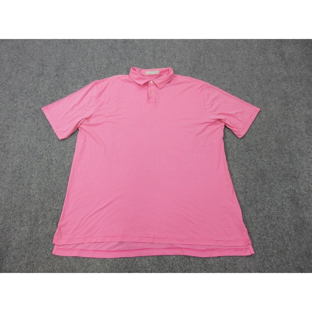 Peter Millar Polo Shirt Mens 2XL Pink Striped Featherweight Golf Summer